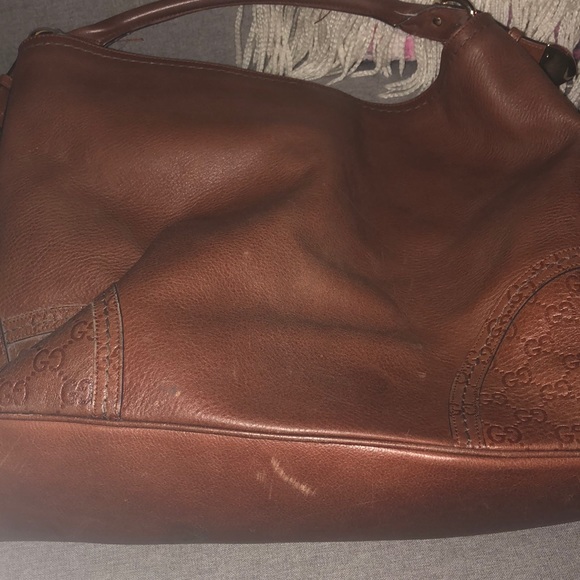 Gucci leather guccissima shoulder tote in tan - Picture 7 of 8